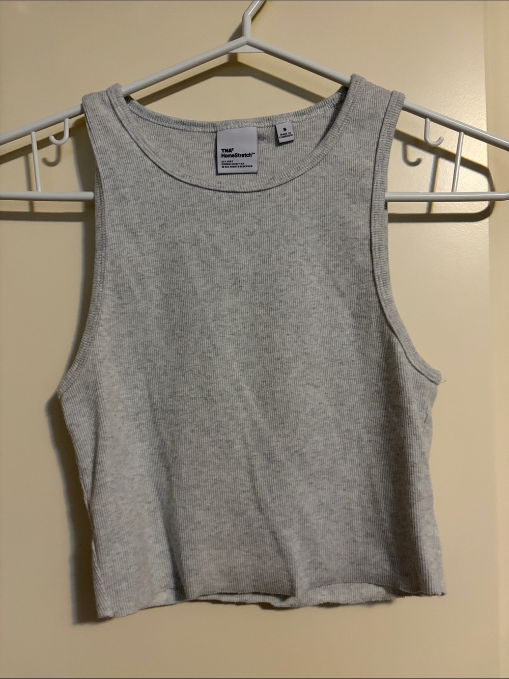 TNA Ribbed Cropped Tank Top - Light Gray